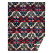 Fleece blanket with indigenous designs on it