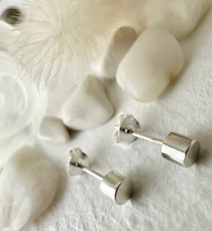 Cylinder Sterling Silver Stud Earrings "Kulindros" Pika & Bear