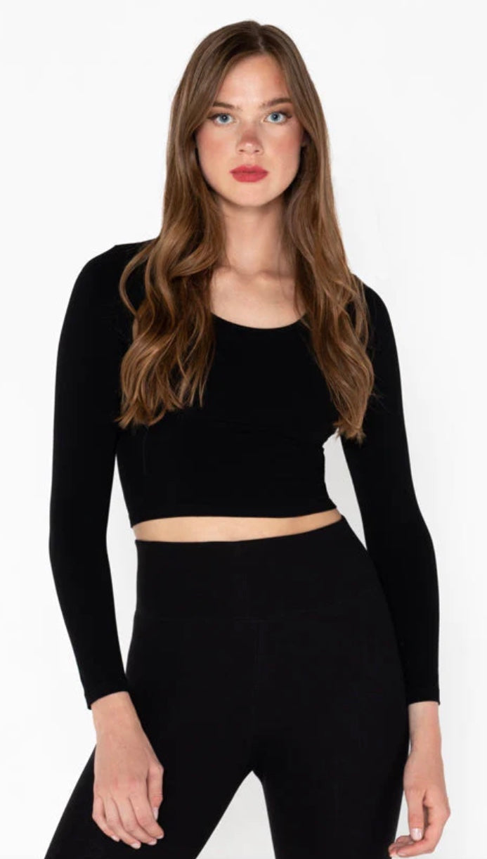 Bamboo Crop Scoop Neck Long Sleeve C’est Moi