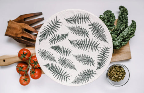 white with ferns bowl cover