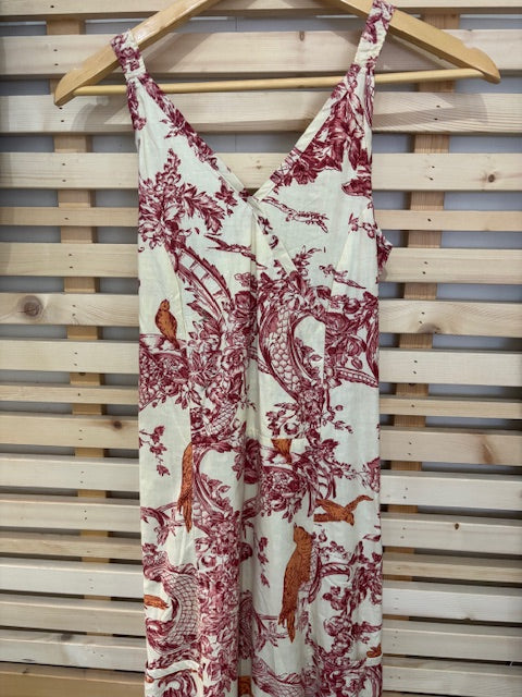 World Folk Art Beige and Pink Floral Dress