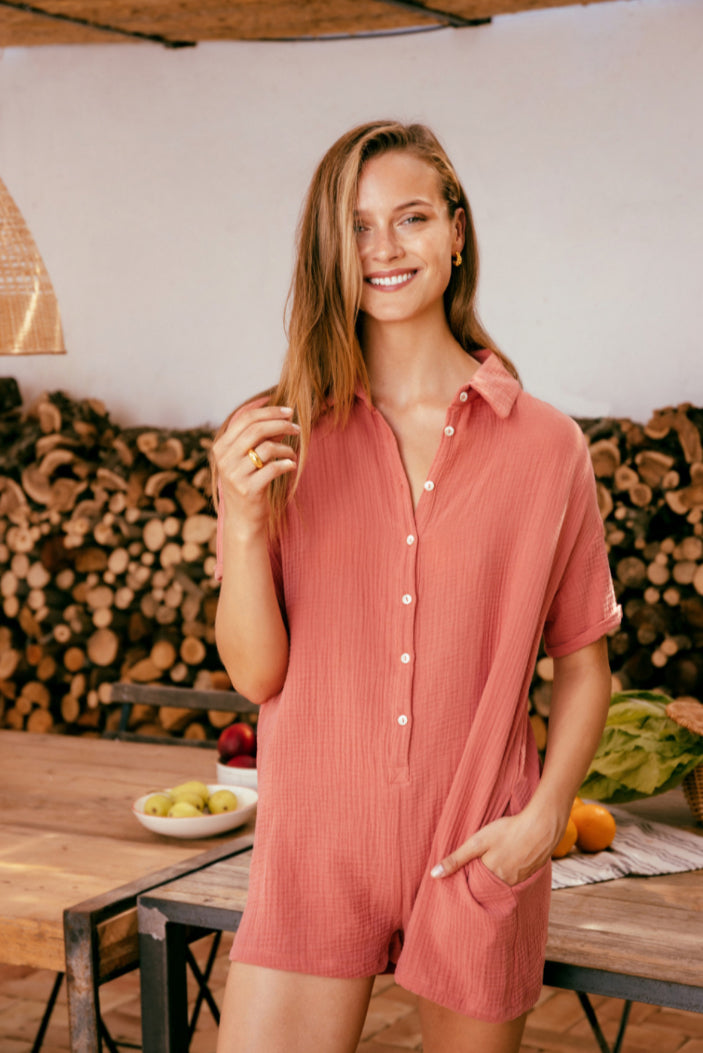 Short Romper 100 % Organic Cotton “Wadi” - Mus & Bombon