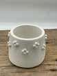 White Planter with Flowers