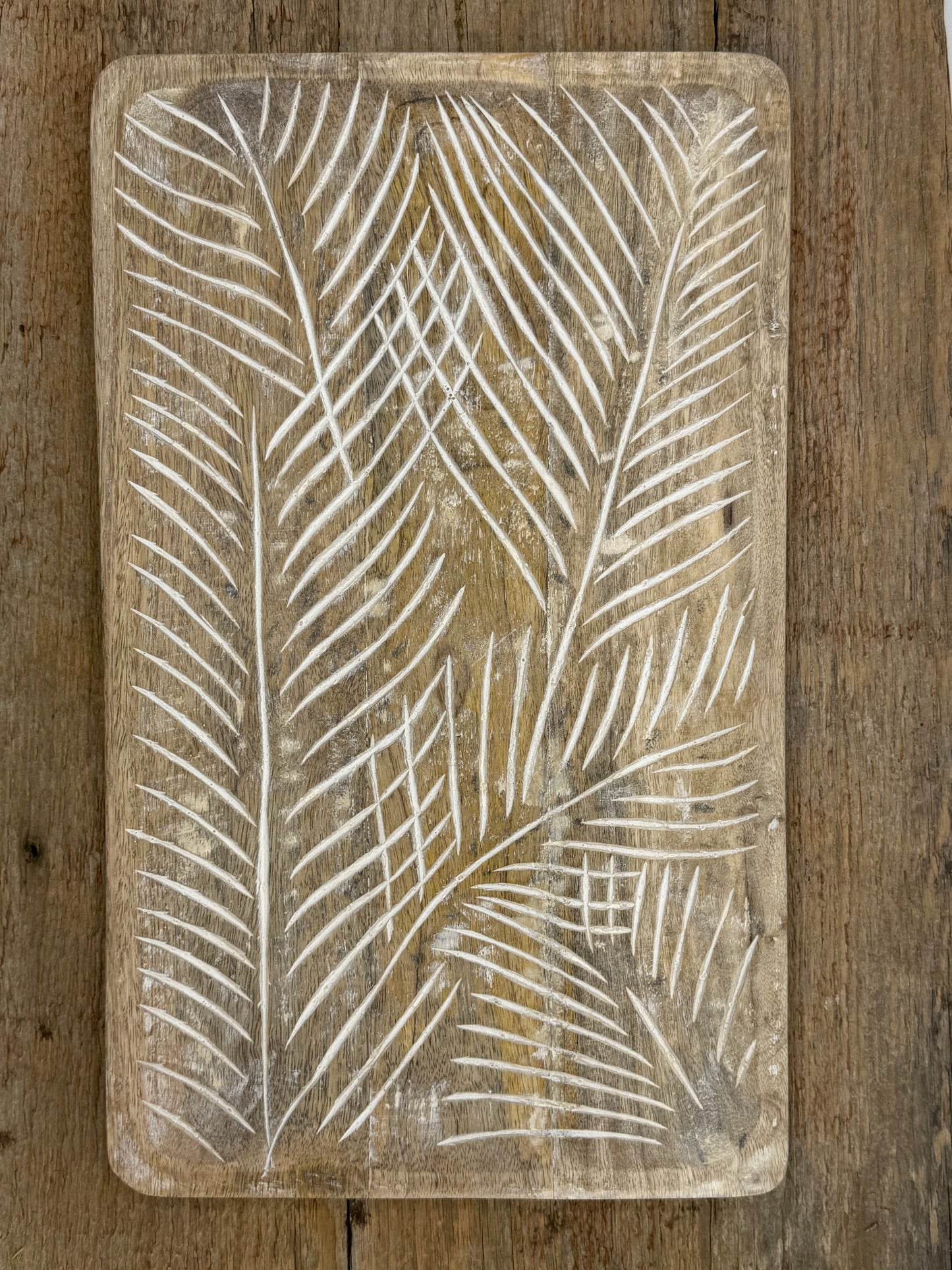 Carved Fern Wooden Tray