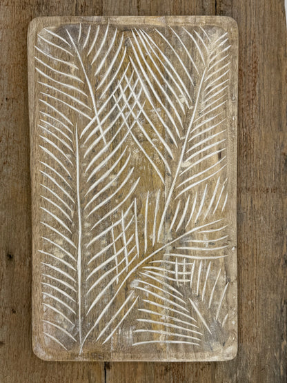 Carved Fern Wooden Tray