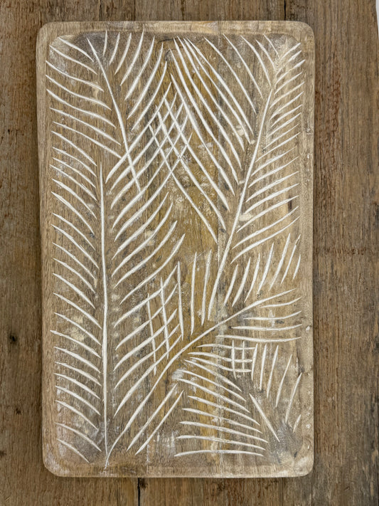 Carved Fern Wooden Tray