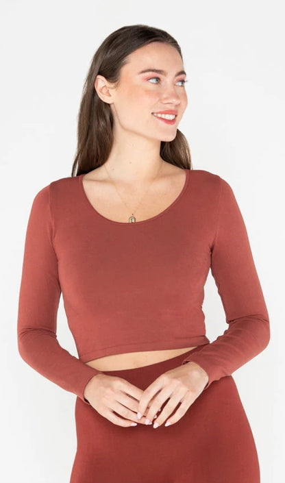 Bamboo Crop Scoop Neck  Long Sleeve C’est Moi