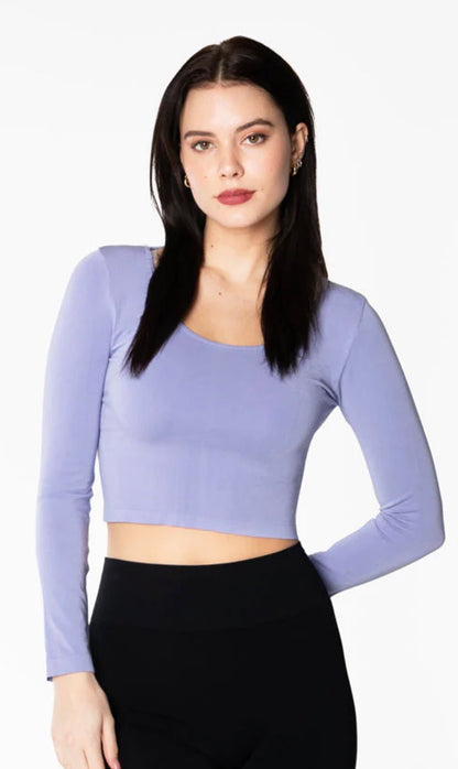 Bamboo Crop Scoop Neck  Long Sleeve C’est Moi
