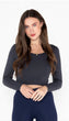Bamboo Crop Scoop Neck  Long Sleeve C’est Moi
