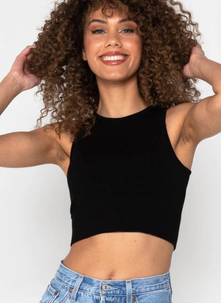 Bamboo High Neck Crop Top - C’est Moi