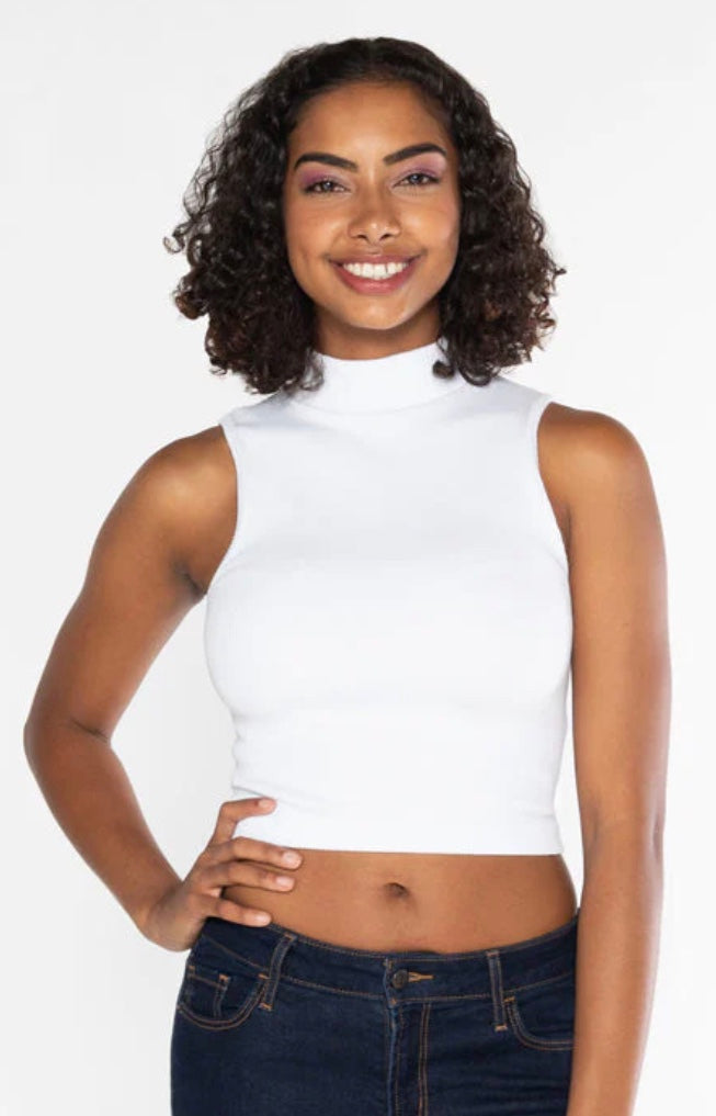 Bamboo Rib Mock Neck Sleeveless C’est Moi