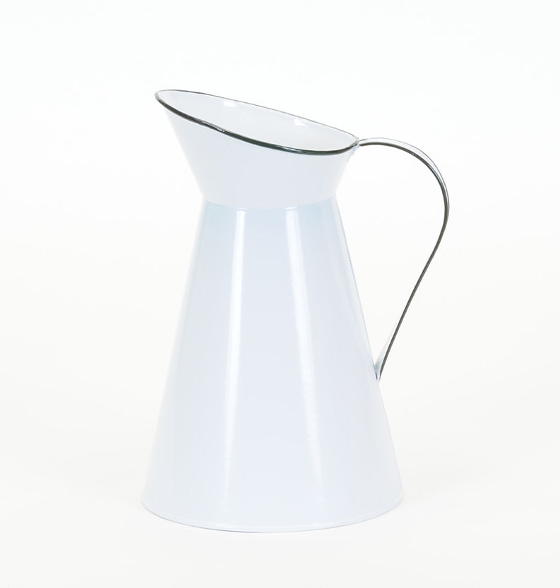 White Metal Pitcher with Black Rim