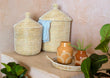 Coiled Grass Basket Hamper with LId EA