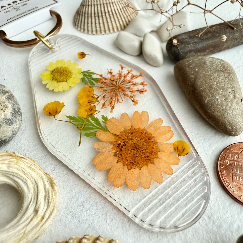 Pika & Bear Pressed Flower Keychain