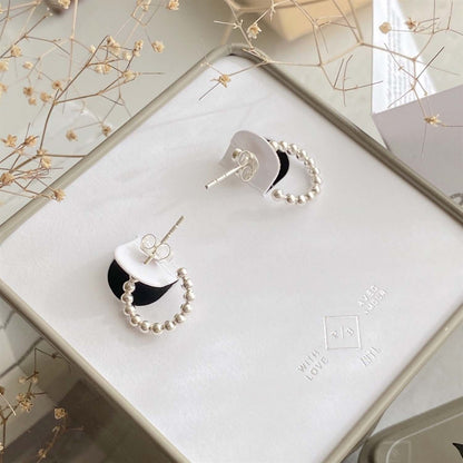 Beaded Hoop Sterling Silver Earrings Pika