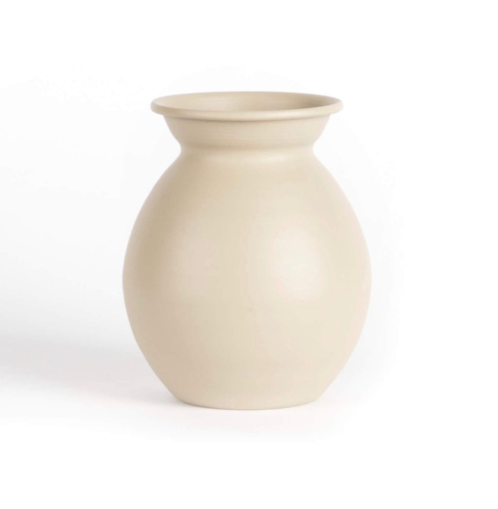 Metal  Round Vase 6”H 3.75D Grey