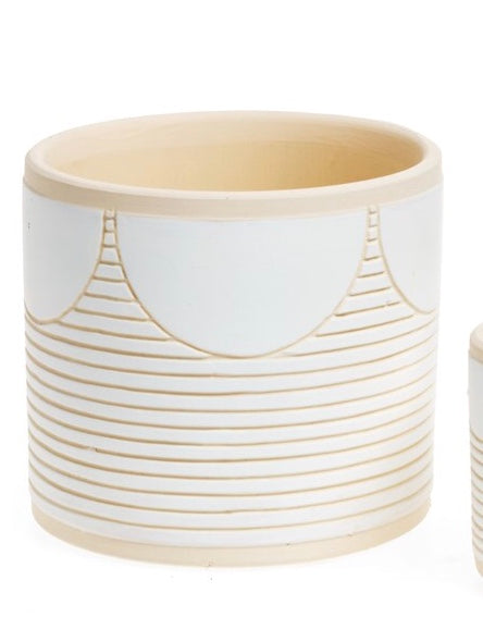 Planter Pot "Dauland" Terracotta Geo Embossed EA