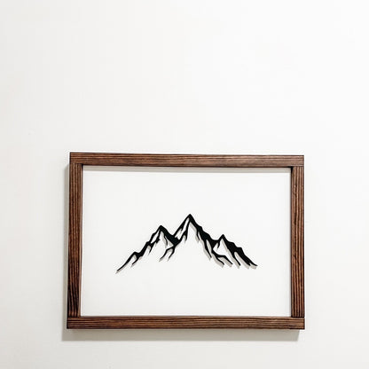Mountain Scape Print in Wooden Frame