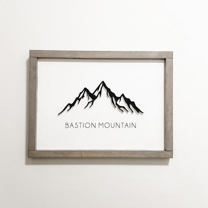 Mountain Scape Print in Wooden Frame