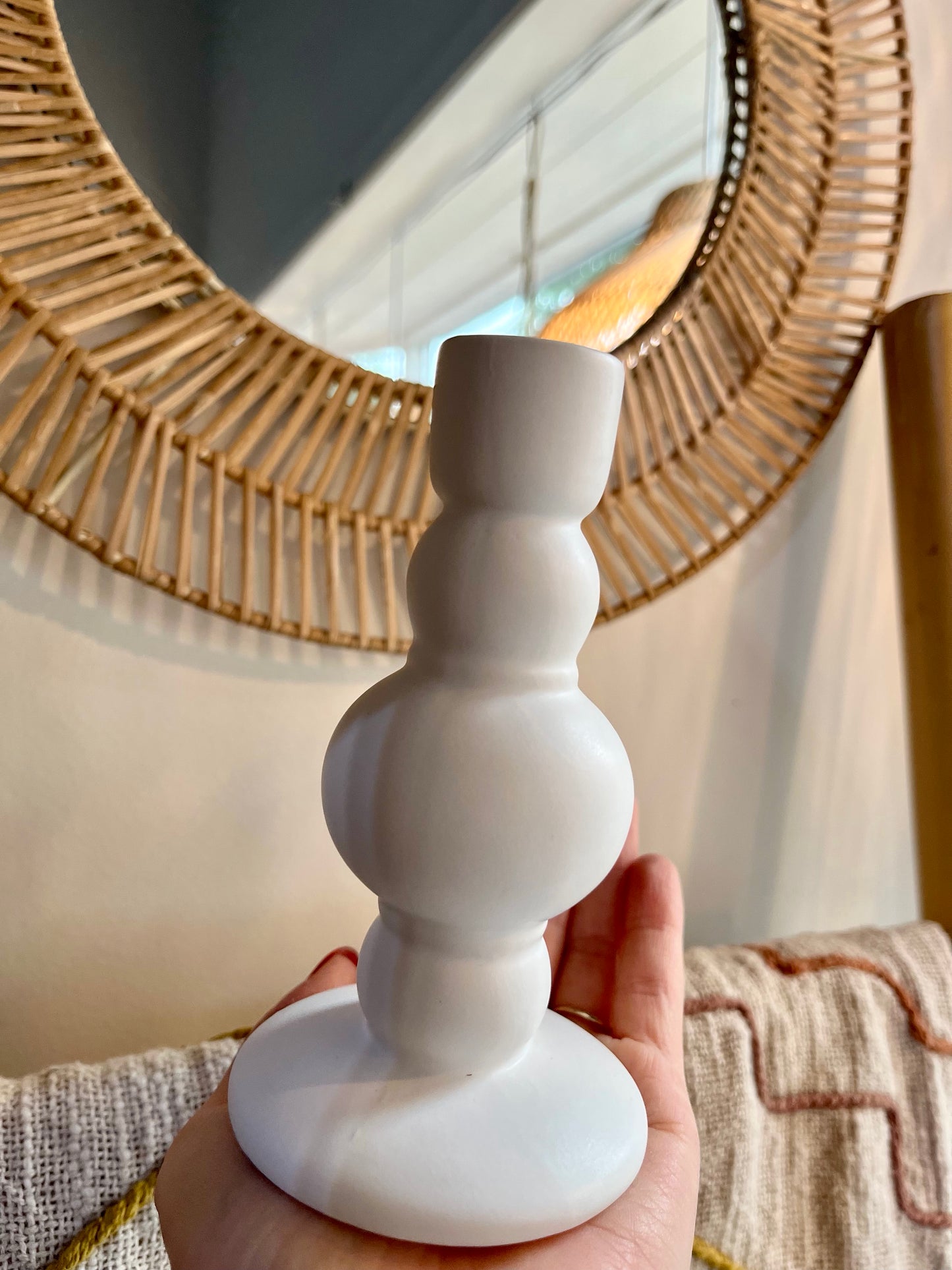 White Candle Holder ea