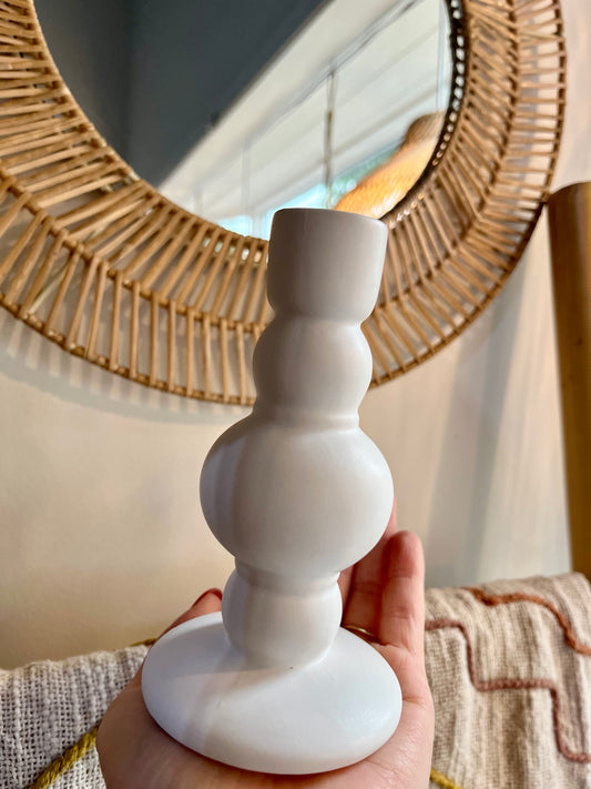 White Candle Holder ea