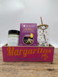 Summer gift box with lakeside cocktail tappen apothecary candle, fuse and sip day drinker cocktail kit, glass tumbler with daisies in wooden box