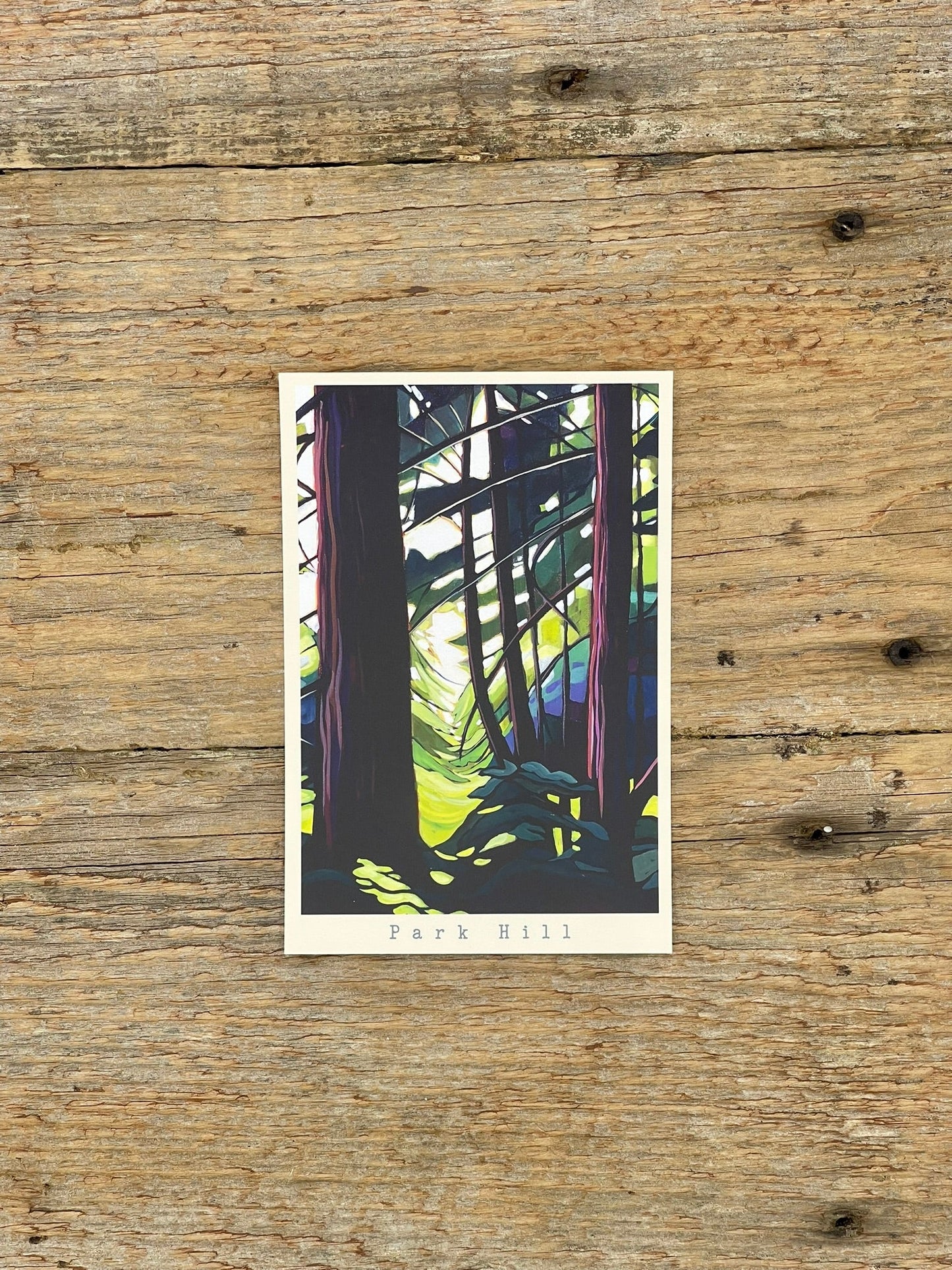 Colorful abstract painting on a wooden surface