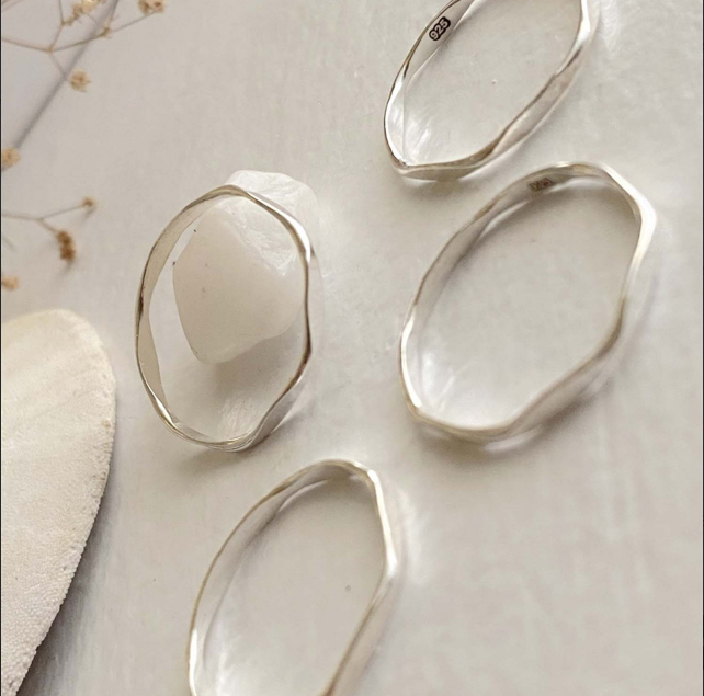 Henge - Wavy Stacking Silver Ring