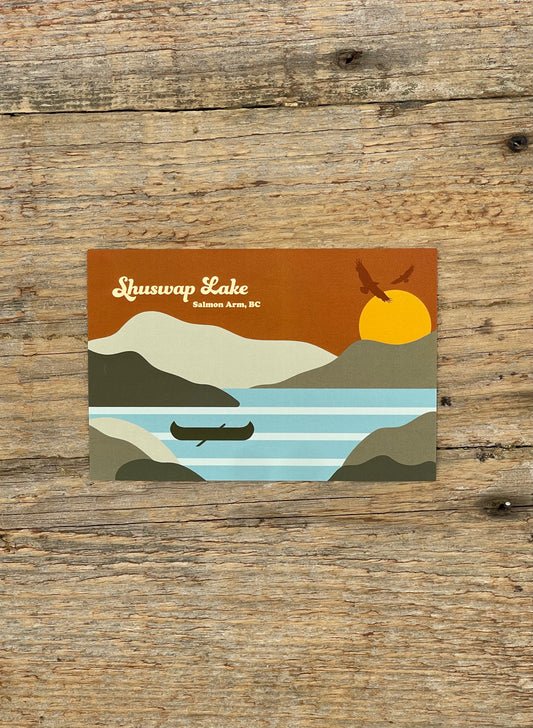 Retro inspired postcard with Shuswap Lake design 