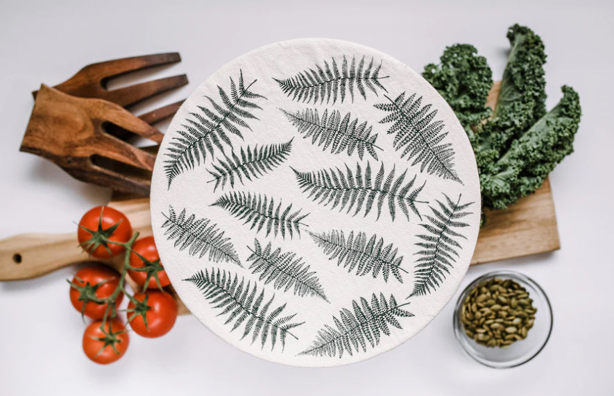 white with ferns bowl cover
