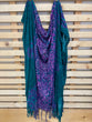 World Folk Art Poncho Green And Purple