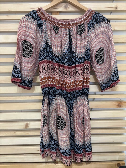 World Folk Art Pattern Red And Blue Dress