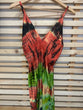 Tie Dye Orange And Green Boho Dress