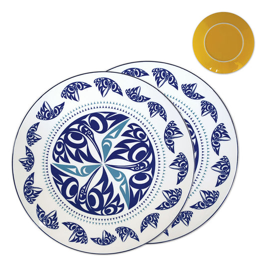 Porcelain Art Dinner Plates Hummingbird- Set of 2