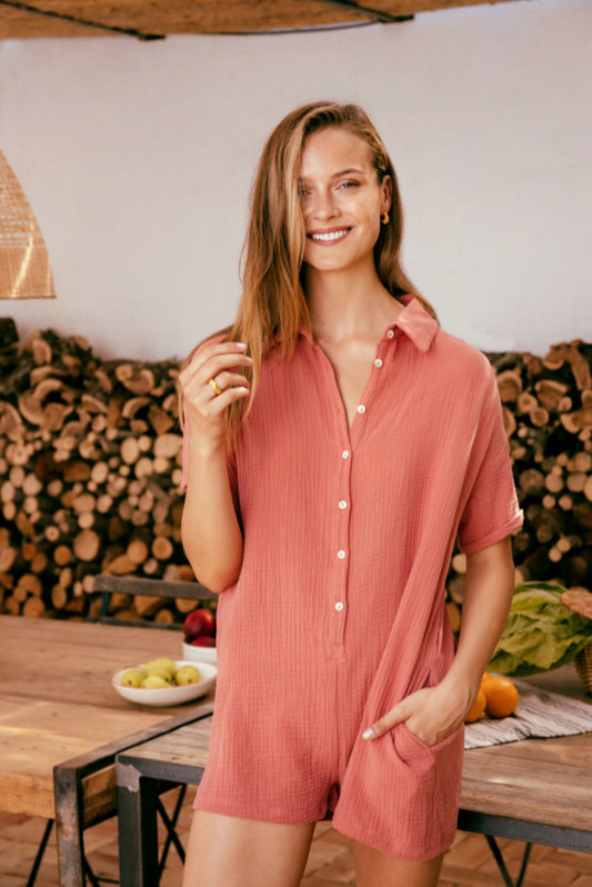 Short Romper 100 % Organic Cotton “Wadi”  - Mus & Bombon