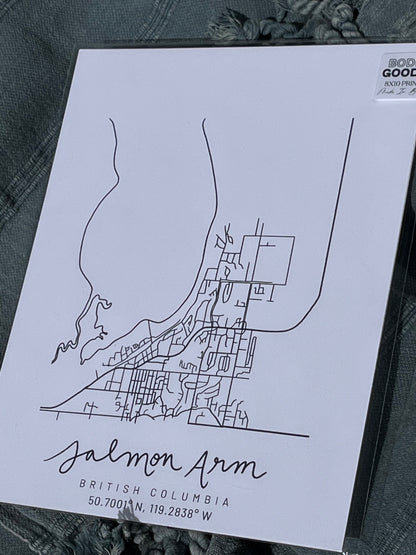 Local Maps of the Shuswap and Salmon Arm 8x10 Prints