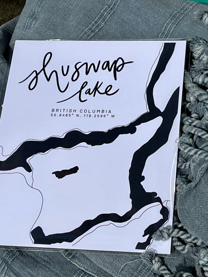 Local Maps of the Shuswap and Salmon Arm 8x10 Prints