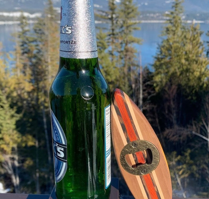 Bottle Opener Wood Surfboard Style