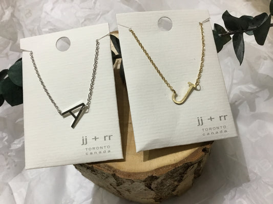 jj+rr - Monogram Asymmetrical Initial Necklace Stainless Steel ea