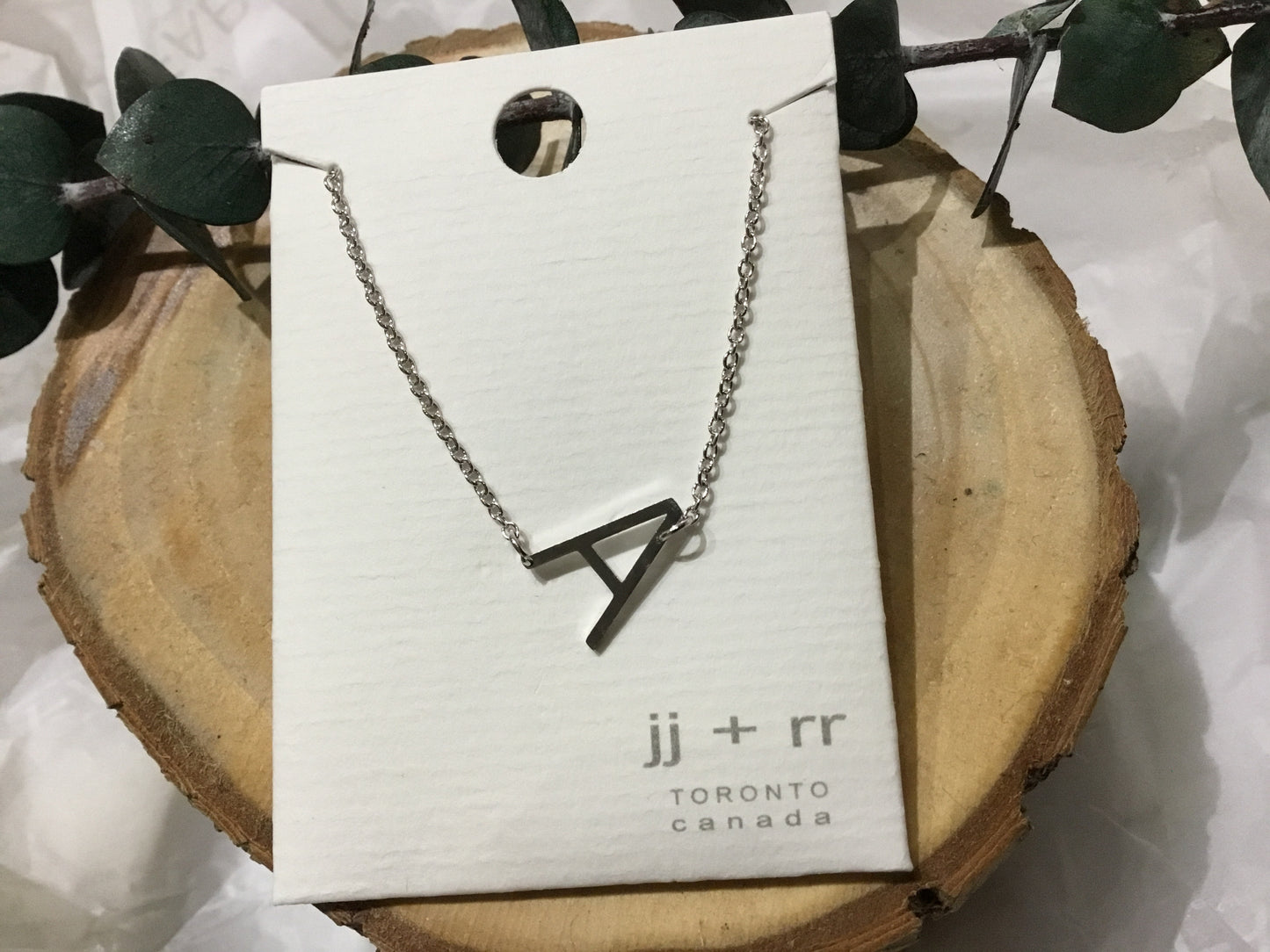 jj+rr - Monogram Asymmetrical Initial Necklace Stainless Steel ea