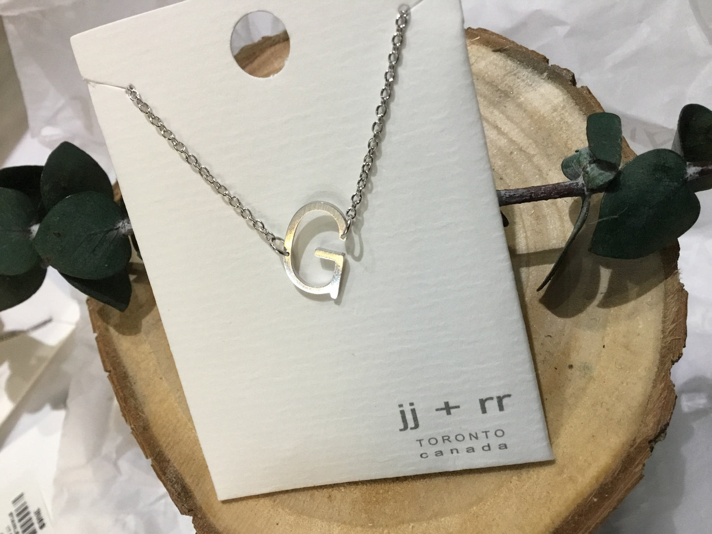 jj+rr - Monogram Asymmetrical Initial Necklace Stainless Steel ea