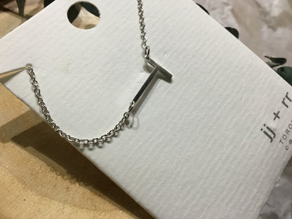 jj+rr - Monogram Asymmetrical Initial Necklace Stainless Steel ea