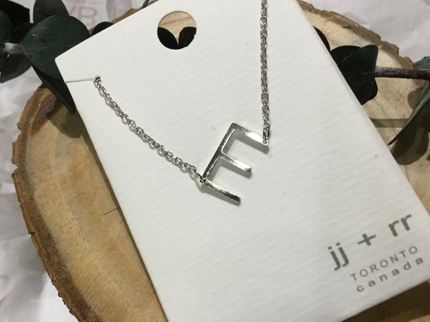 jj+rr - Monogram Asymmetrical Initial Necklace Stainless Steel ea