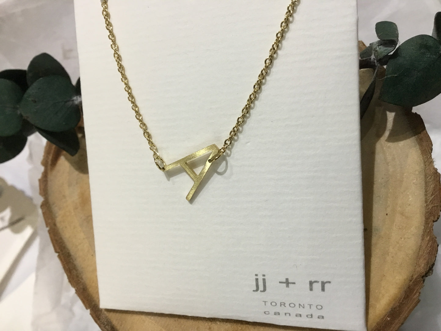 jj+rr - Monogram Asymmetrical Initial Necklace Stainless Steel ea