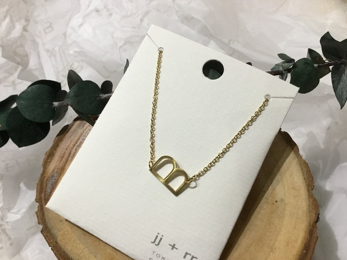 jj+rr - Monogram Asymmetrical Initial Necklace Stainless Steel ea