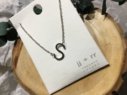 jj+rr - Monogram Asymmetrical Initial Necklace Stainless Steel ea