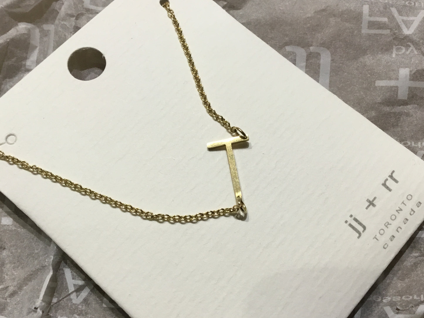 jj+rr - Monogram Asymmetrical Initial Necklace Stainless Steel ea