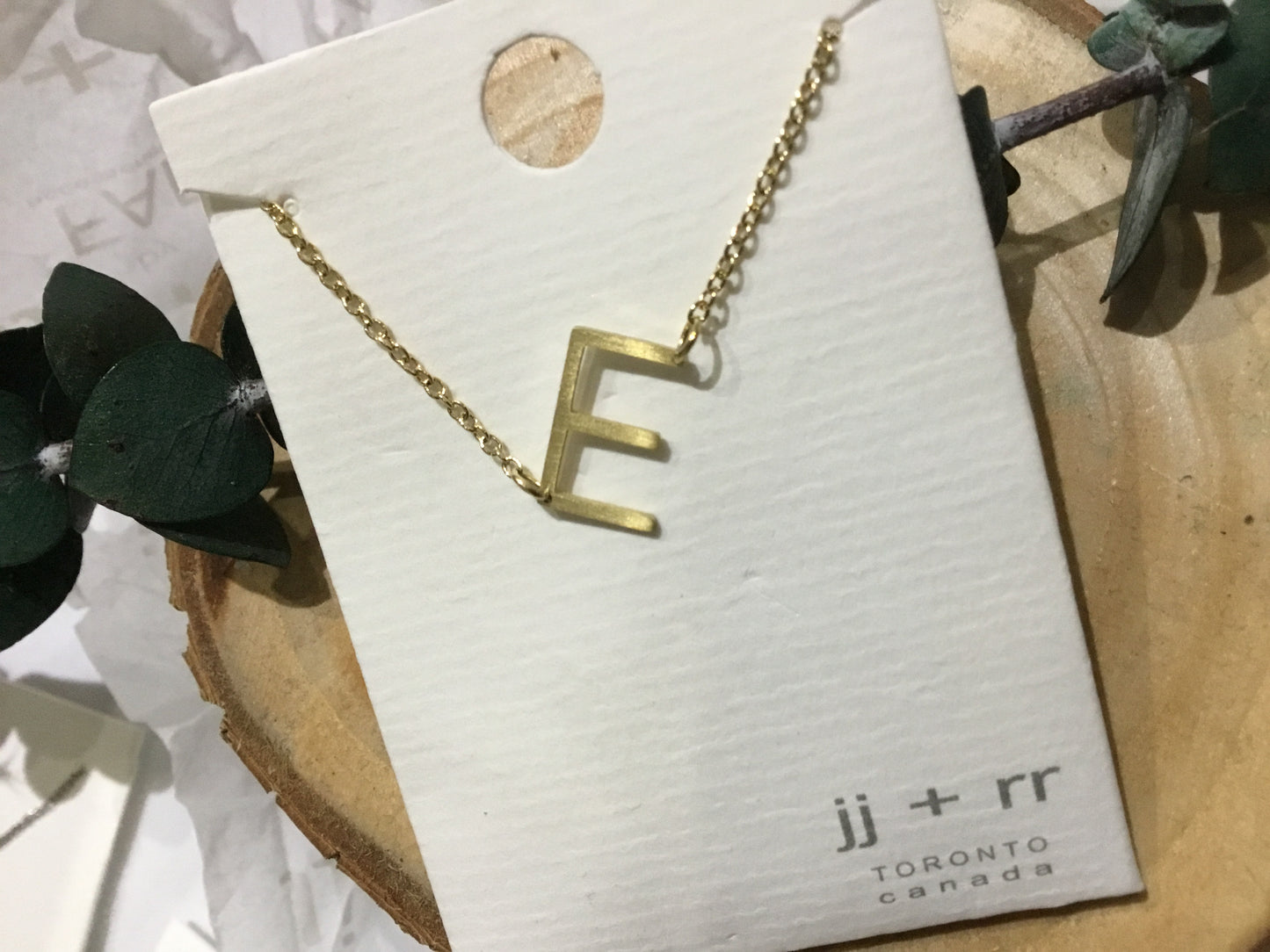 jj+rr - Monogram Asymmetrical Initial Necklace Stainless Steel ea