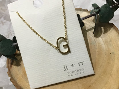 jj+rr - Monogram Asymmetrical Initial Necklace Stainless Steel ea
