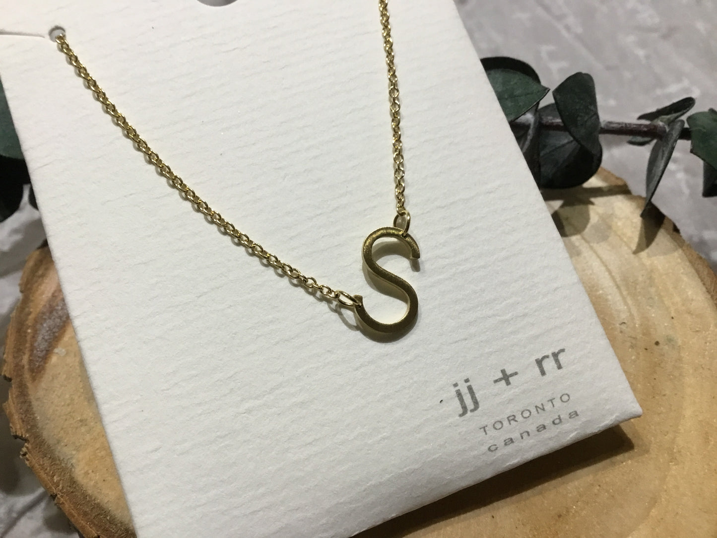jj+rr - Monogram Asymmetrical Initial Necklace Stainless Steel ea